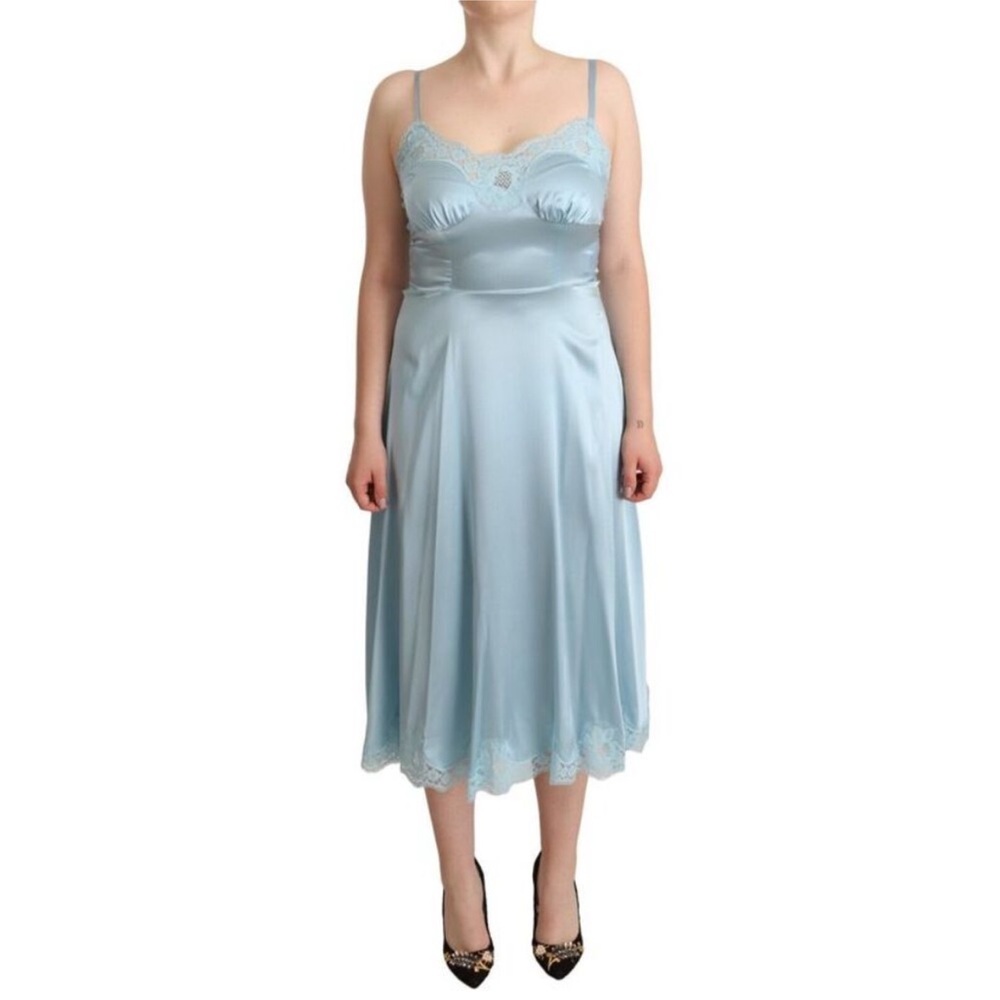 Dolce & Gabbana Elegant Lace Trim A-Line Midi Women's Dress